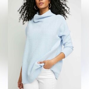 Free People Ottoman Slouchy Tunic Sweater Top Blue XL